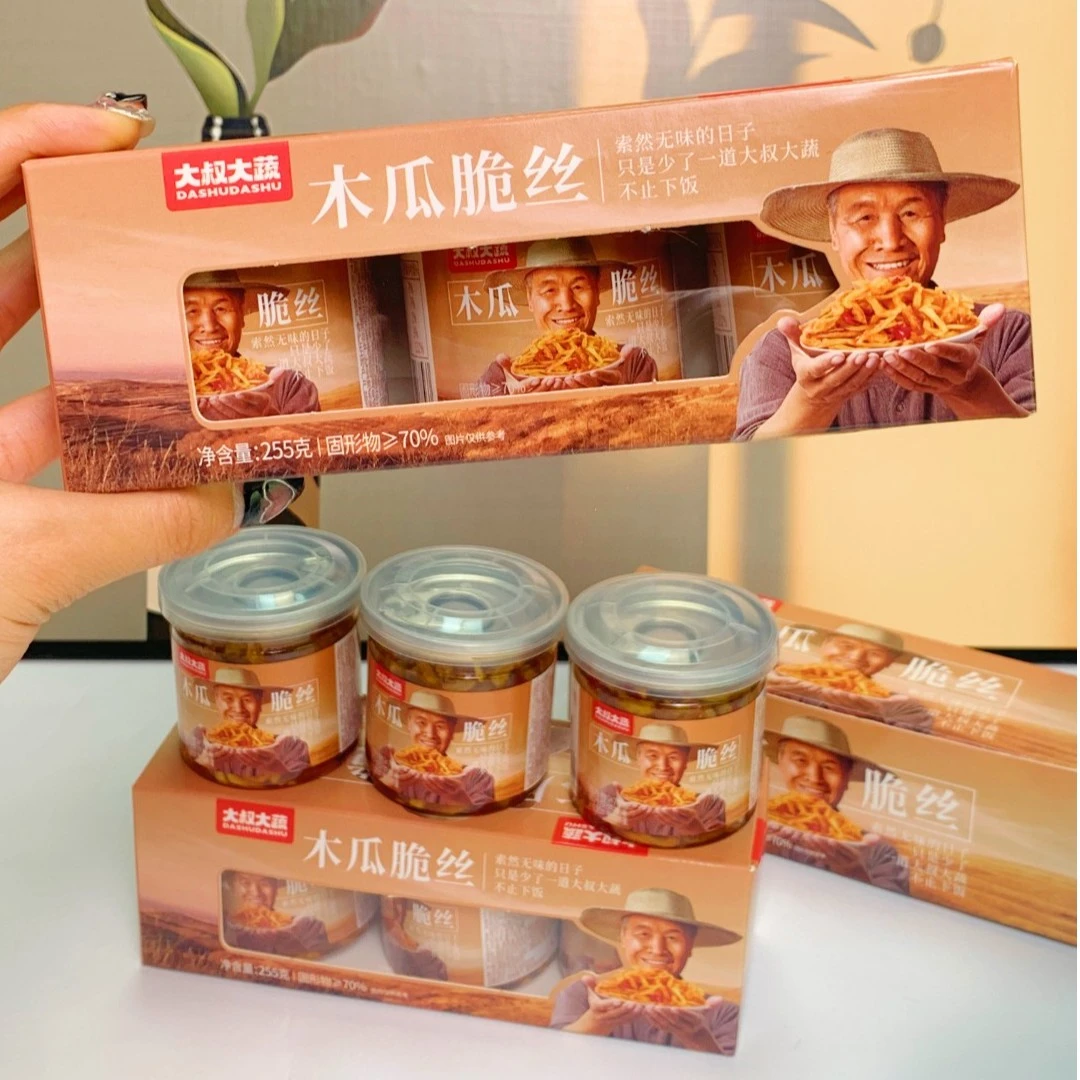 大叔大蔬300g香辣木瓜脆丝下饭菜农家酱腌小罐菜开胃下饭送礼盒装