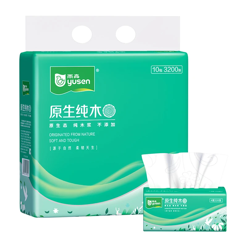 YoosoN/雨森原生纯木面巾纸抽纸加厚加大原生态亲肤柔软绵柔吸水
