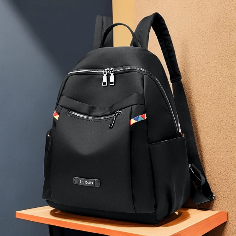 休闲款双肩背包大容量轻便百搭休闲南韩丝高端布艺包包#B101