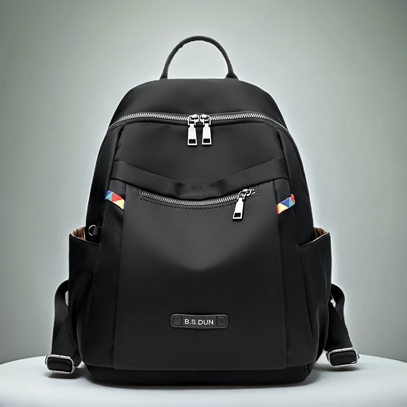 新款大容量多隔层双肩背包高端布艺南韩丝防水面料背包#B101