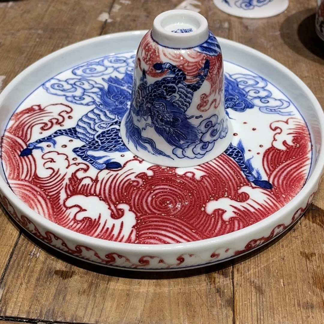 【闪购商品】景德镇青花釉里红压手杯Z*?