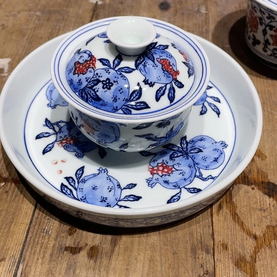 【闪购商品】景德镇青花釉里红压手杯头***心