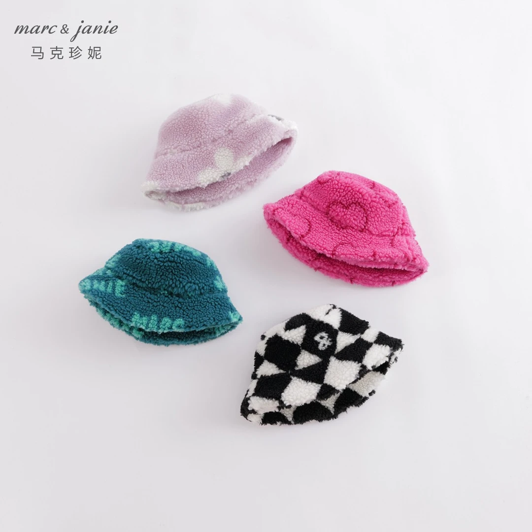 马克珍妮2022冬装新款 男女童仿羊羔绒百搭渔夫帽 宝宝帽子221617