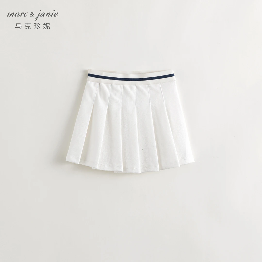 马克珍妮夏装新款【凉感快干】女童美式学院百褶半裙240638