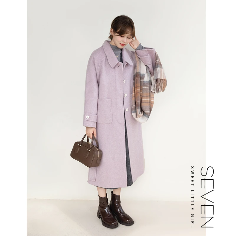 冬装上新②七七146小个子骆驼绒双面呢羊毛桑蚕丝大衣女外套小美说