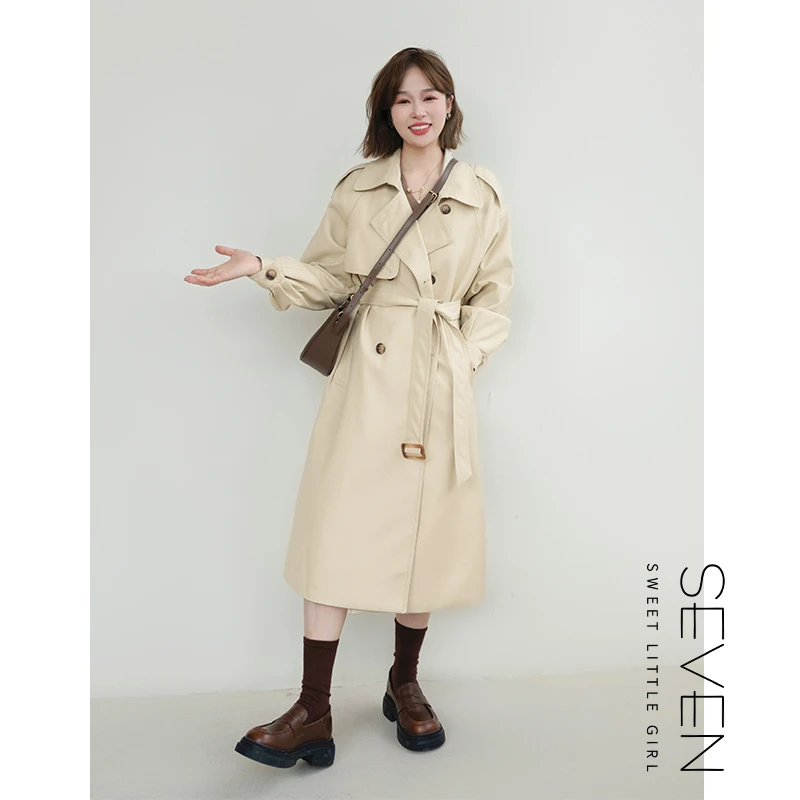 ②七七146小个子风衣外套女款早秋高级感收腰休闲中长款大衣小美说