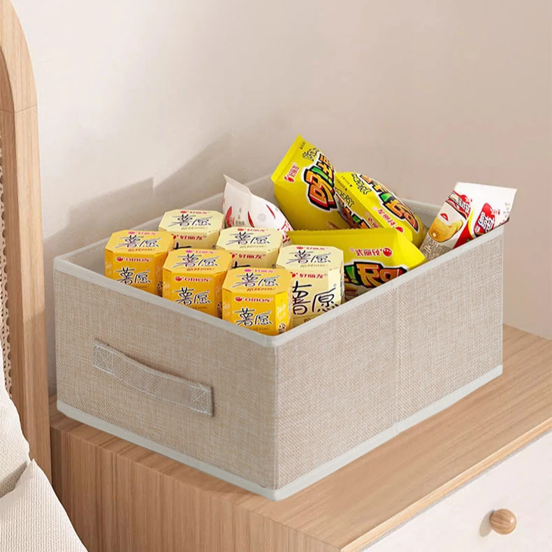 【派士龙】大号棉麻收纳盒家用抽屉式可折叠分格置物