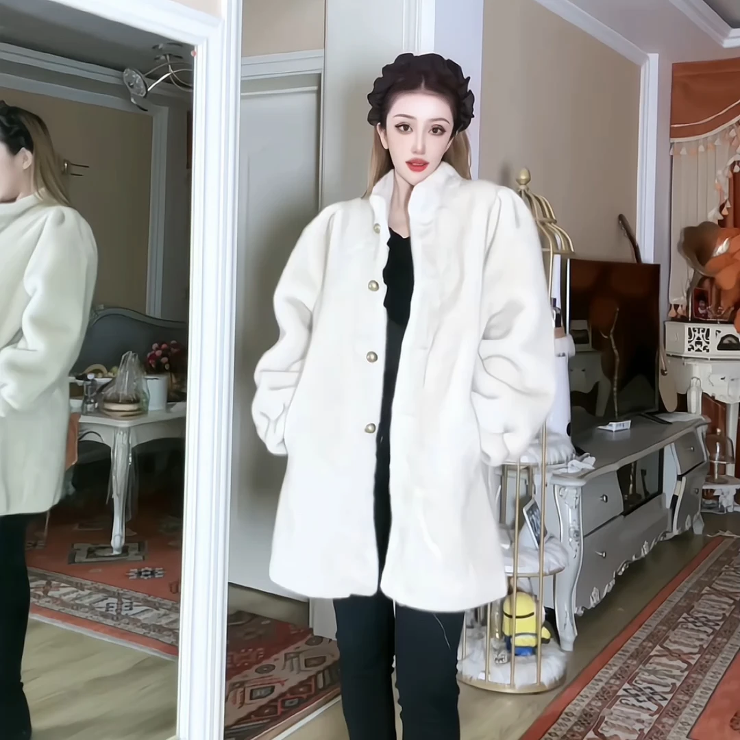 双十一福利仿水貂中长款外套