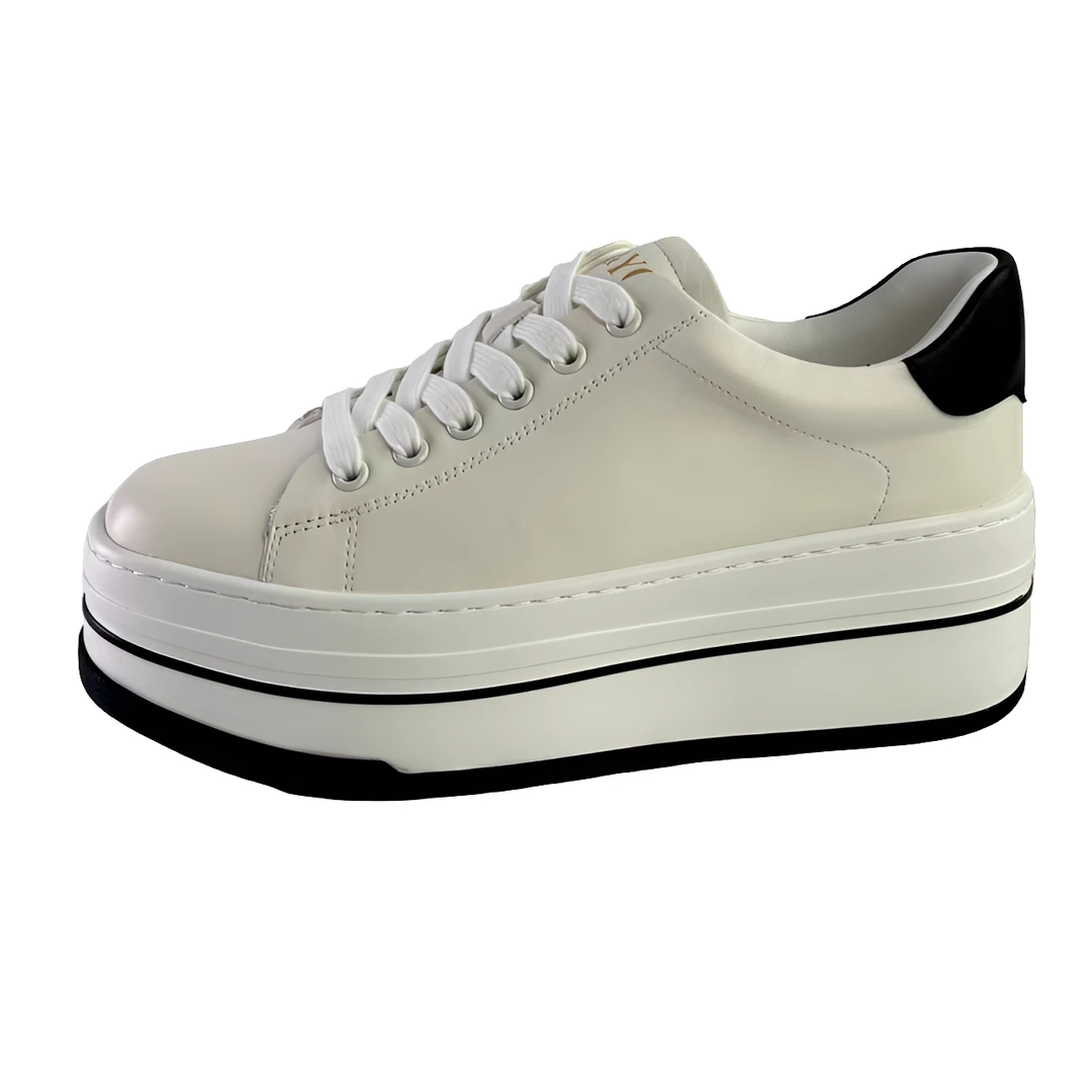 2024春季新款真皮白色百搭系带厚底低帮小白鞋时尚夏季秋季潮流女