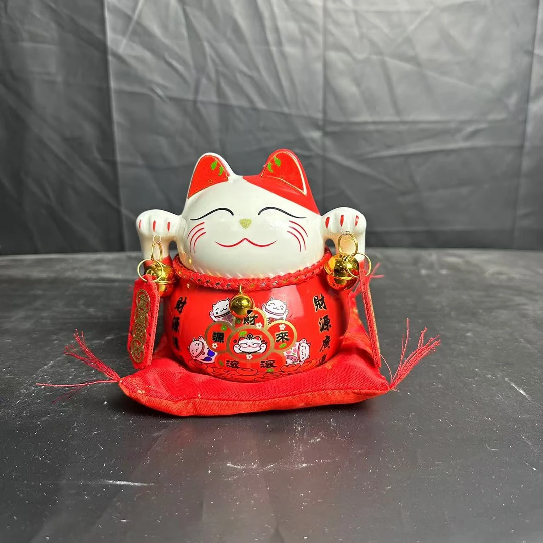 YD-4.5寸红色财源滚滚来招财猫摆件