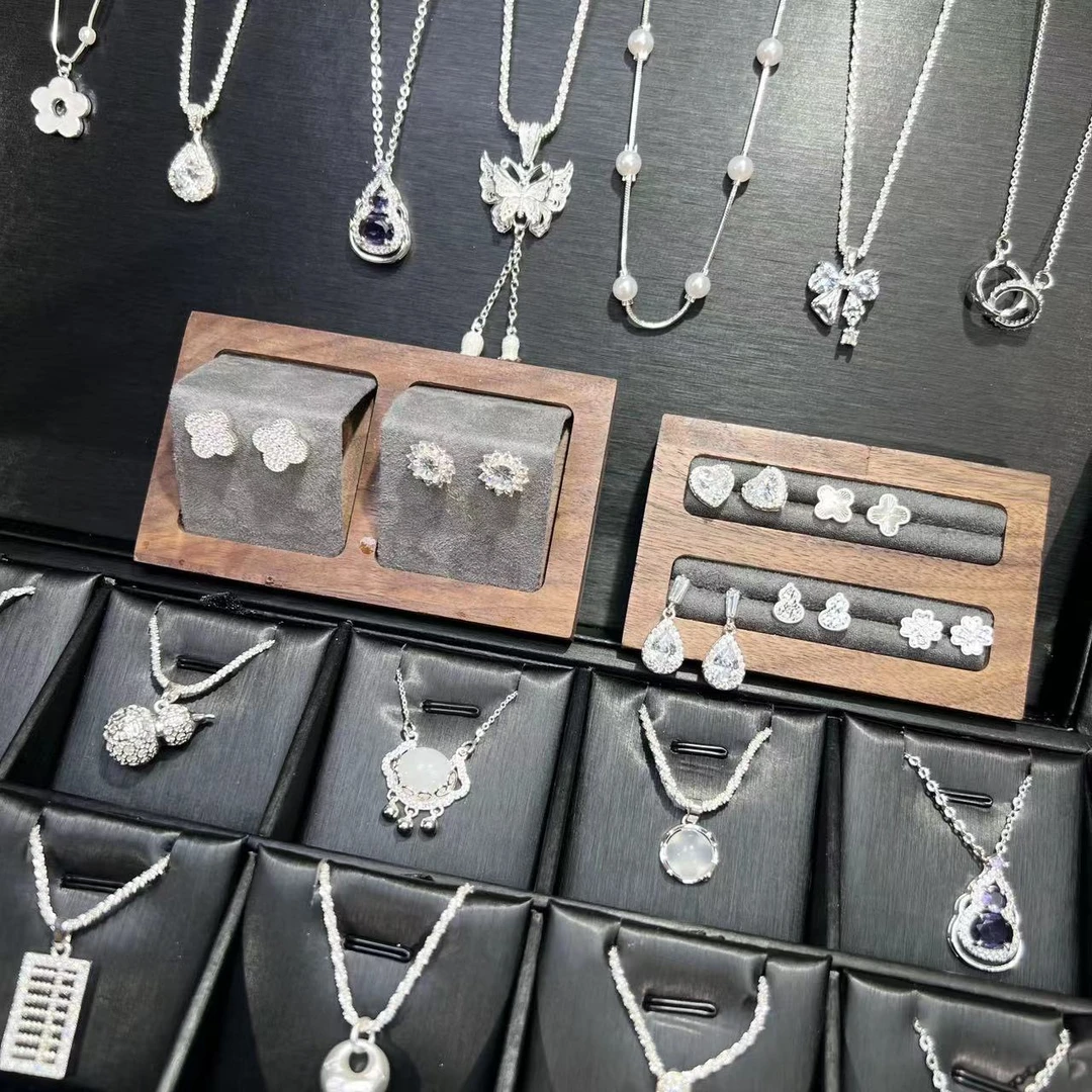 坠链均足银合成锆石 【9999】银饰时尚小众气质坠链 简约素款设计WO