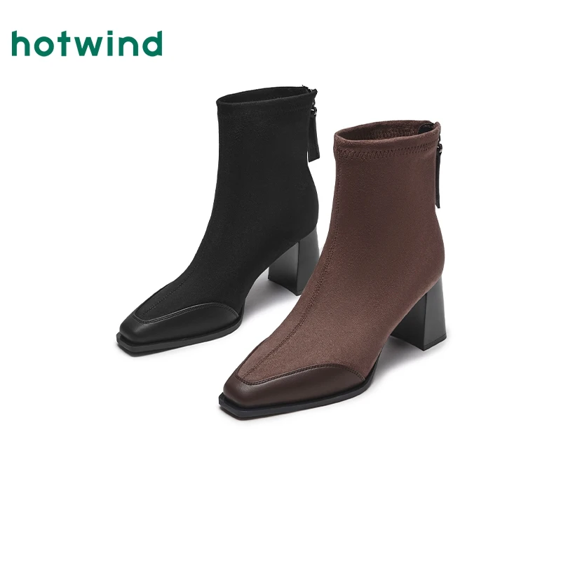 热风商场款女鞋靴子弹力靴/袜靴双11返场秋冬保暖新款