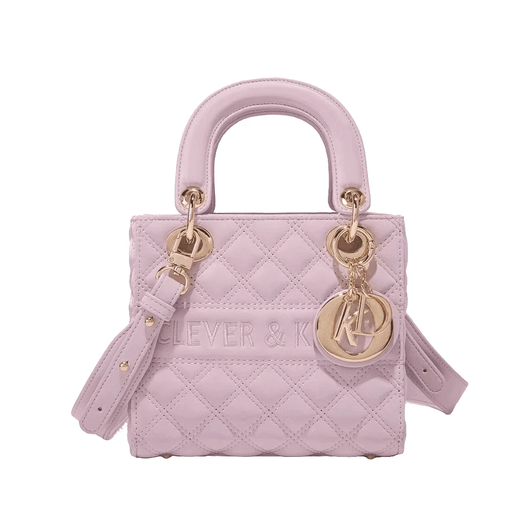 CLEVER高级感戴妃包包女2024新款百搭手提水桶菱格斜挎包