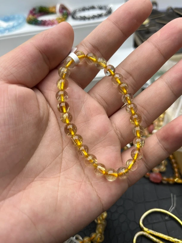 水晶手串金发6mm