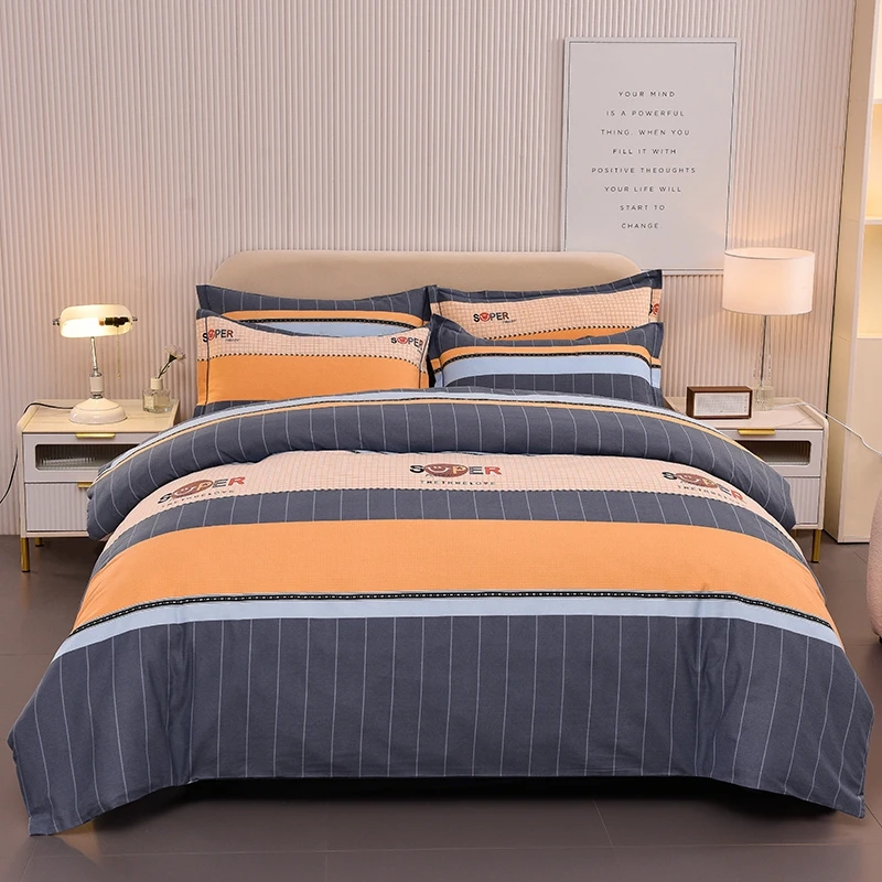 【四季款】纯棉全棉四件套三件套可裸睡床上用品（枕套随机部位裁剪）