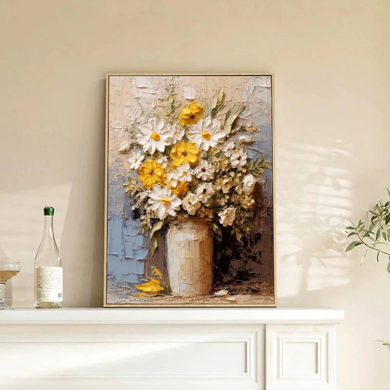 油画肌理感设计房间走廊过道玄关卧室客厅挂画手工油画花6080