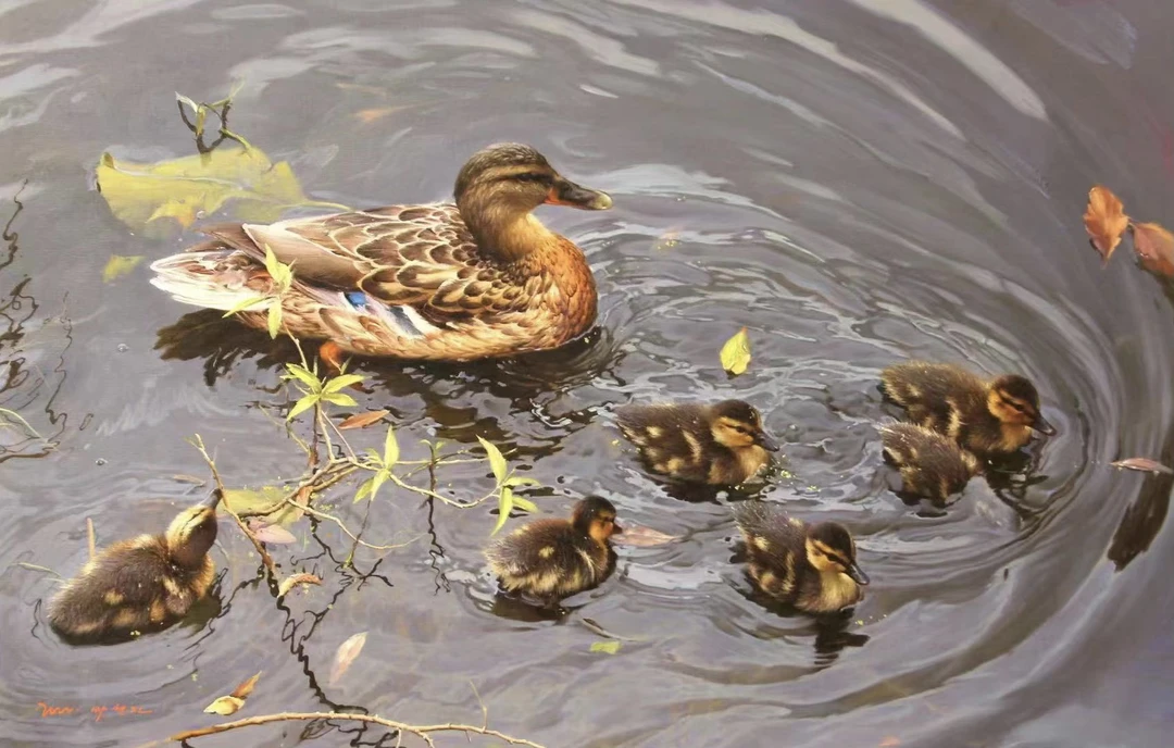 艺昕艺术/朝鲜原创保真/原创收藏/春江水暖鸭先知/尺寸/58X90CM