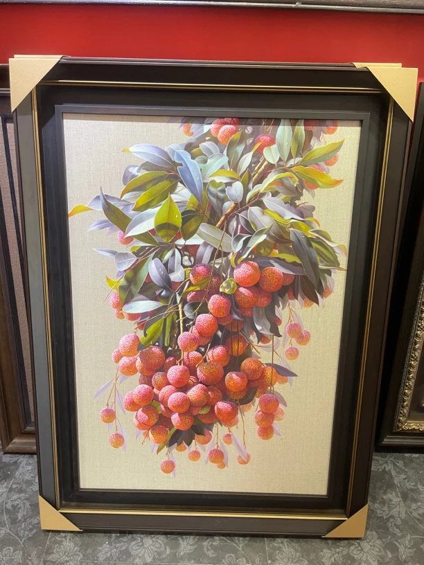 艺昕艺术/餐厅挂画/荔枝红/尺寸：70X100CM中式手绘立体竖款单幅