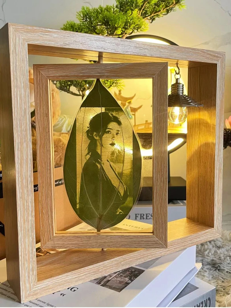 叶雕照片定制情人节七夕520生日礼物送女生闺蜜朋友树叶雕刻刻字