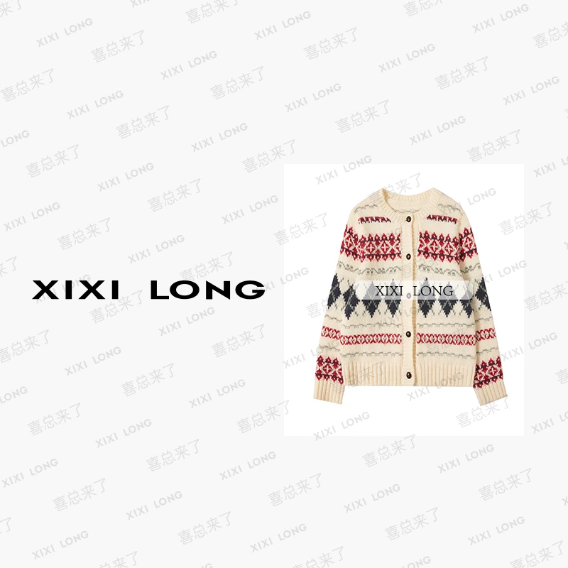 大喜【费尔岛】慵懒风图案设计款针织开衫 DX243575