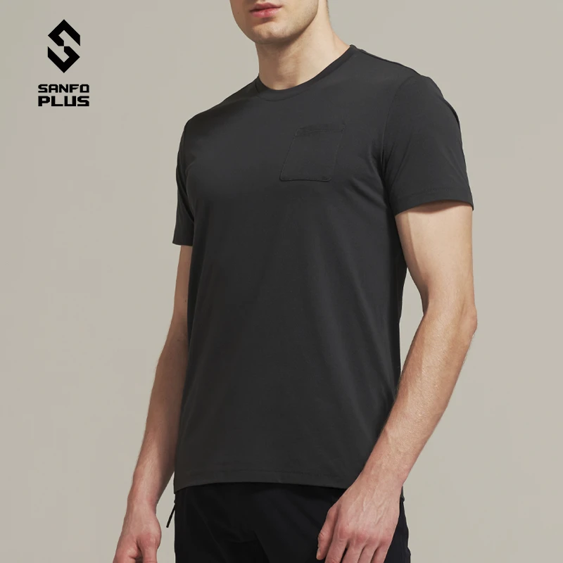 SANFO PLUS夏季男女款户外运动快干透气圆领口袋短袖T恤衫 21015