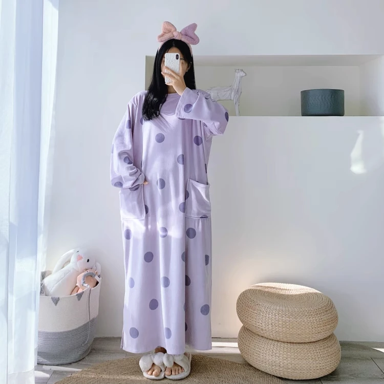 超长波点睡裙冬季天鹅绒加肥大码加长孕妇胖mm200斤珊瑚绒睡衣女