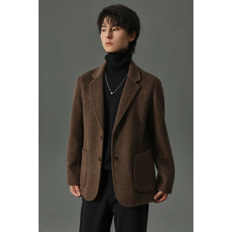 【双面呢绵羊毛西装】男士休闲短款秋冬修身西服款外套痞帅潮EM635