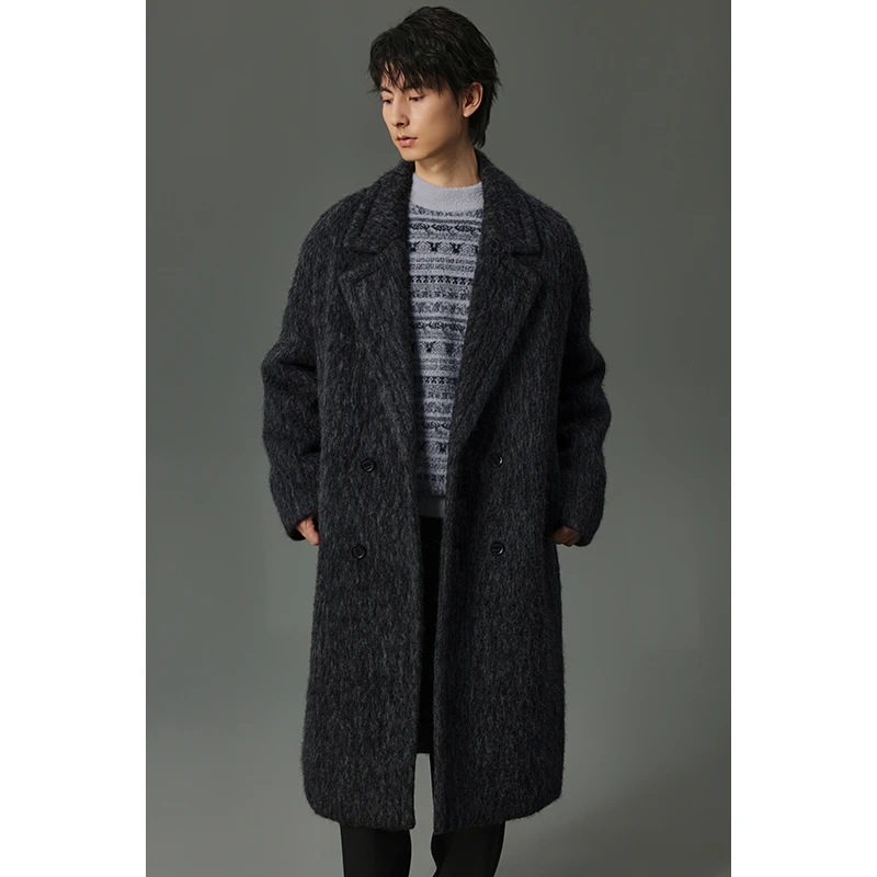 【重磅加厚绵羊毛】外套男士毛呢中长款秋冬呢大衣宽松时尚休闲韩版