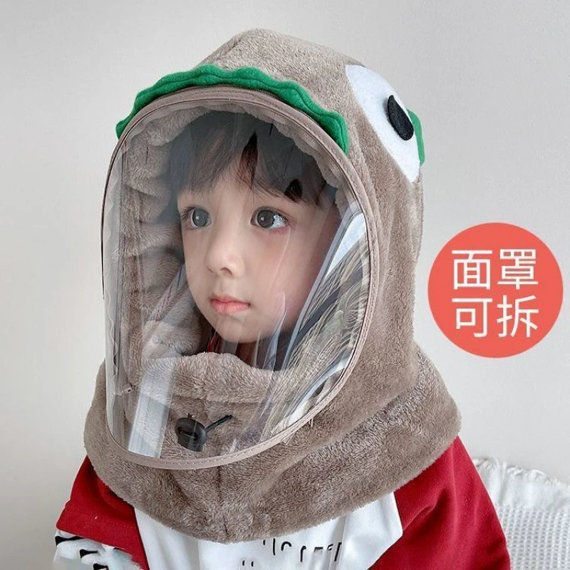 秋冬围脖连帽防雾帽保暖围脖连帽宝宝套头帽卡通护耳带面罩防风帽