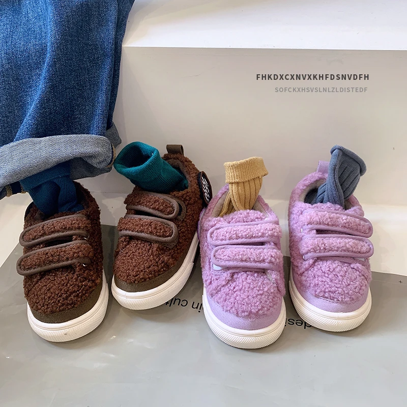 女童毛毛鞋冬季新款儿童棉鞋加绒男童二棉鞋保暖宝宝童鞋冬鞋软底