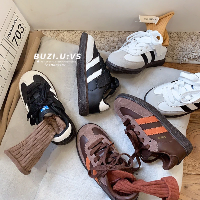 韩版复古童鞋小童儿童运动鞋2024秋冬新款男童板鞋女童宝宝德训鞋