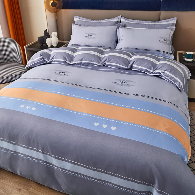 简约床上被罩四件套加厚磨毛床单被套床品家纺冬季学生宿舍单双人