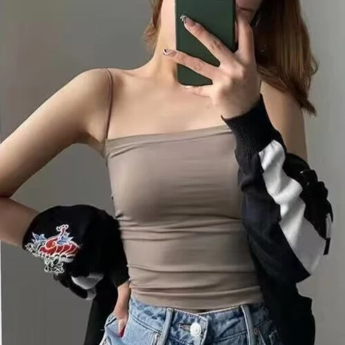 夏季内搭背心纯色吊带修身美背性感显瘦时尚可外穿自带固定杯胸垫