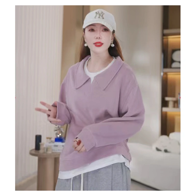 假两件拼接长袖卫衣女春秋装2024年秋季新款宽松显瘦气质百搭上衣