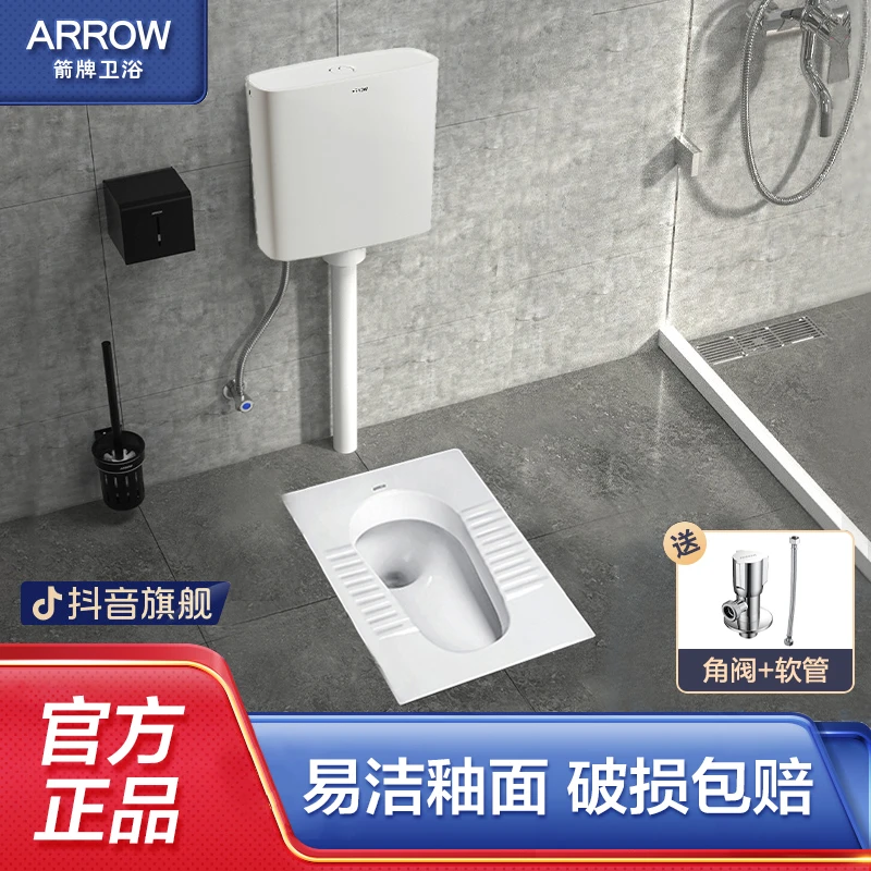 ARROW/箭牌蹲便器套装带水箱防堵防臭不带存水弯后进前排蹲便器