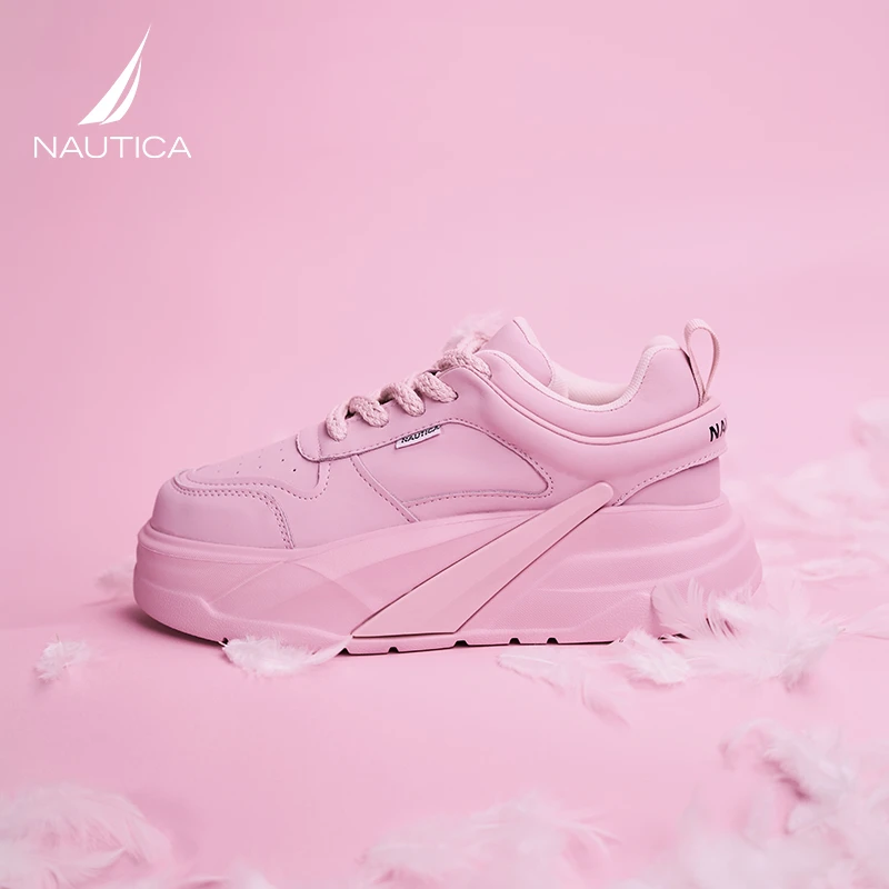 nautica/诺帝卡百搭潮流冬季厚底板鞋休闲鞋时尚厚底透气白鞋