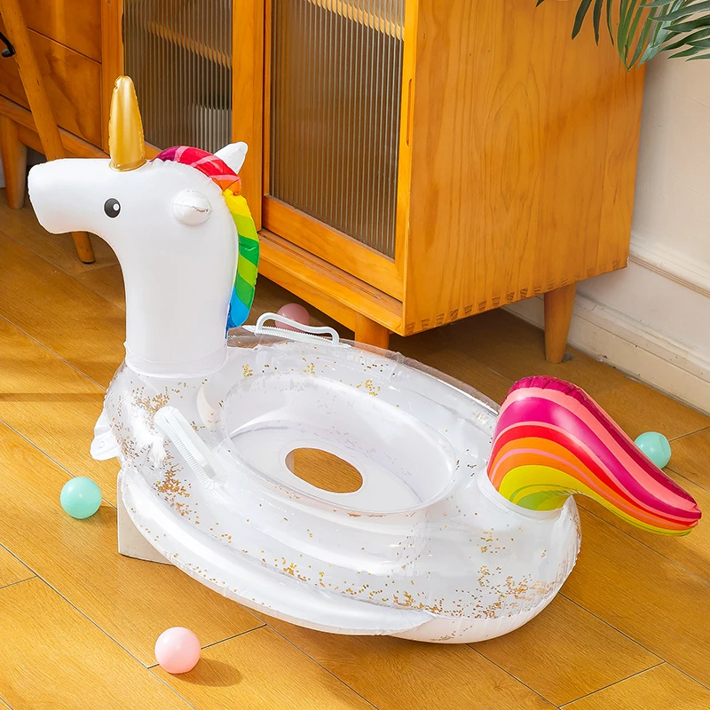 火烈鸟游泳圈充气坐骑独角兽婴幼儿童浮圈水上大黄鸭泳池漂浮玩具