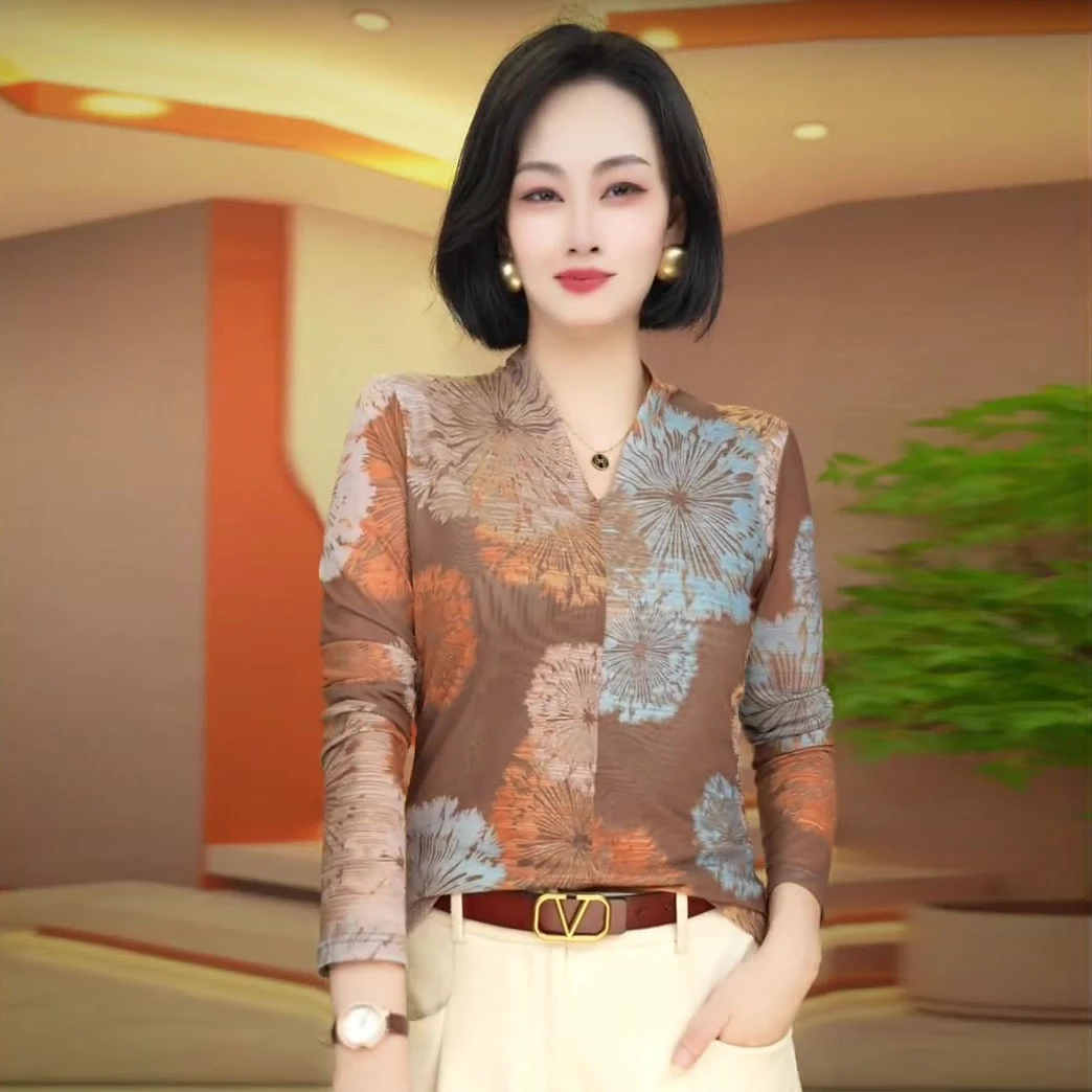 2025新款肌肤网纱上衣小衫透气双层高级百搭套头洋气