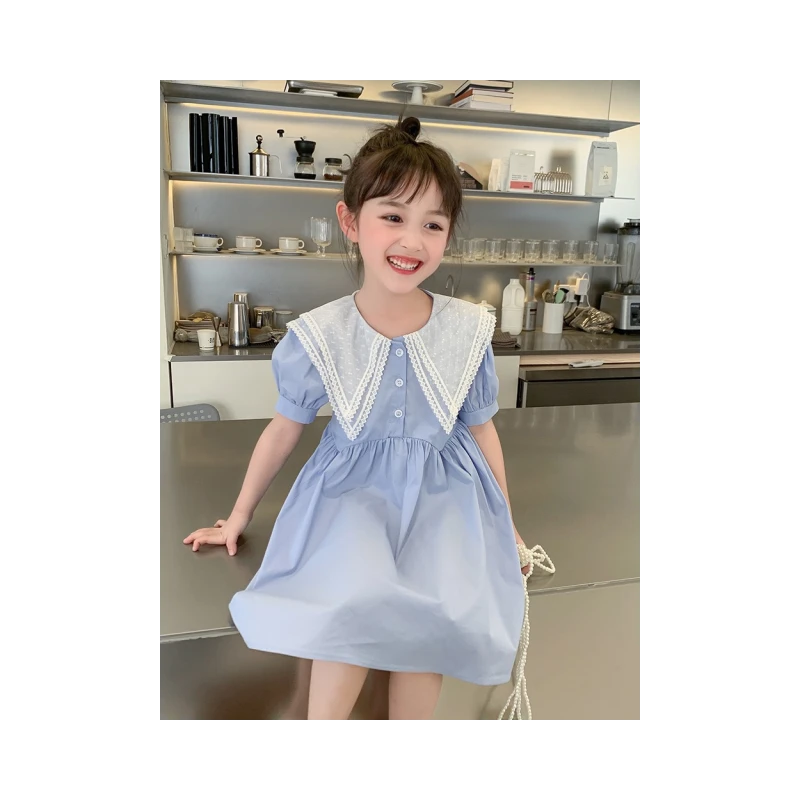 童趣树儿童连衣裙夏季大翻领连衣裙气质款女童连衣裙A53