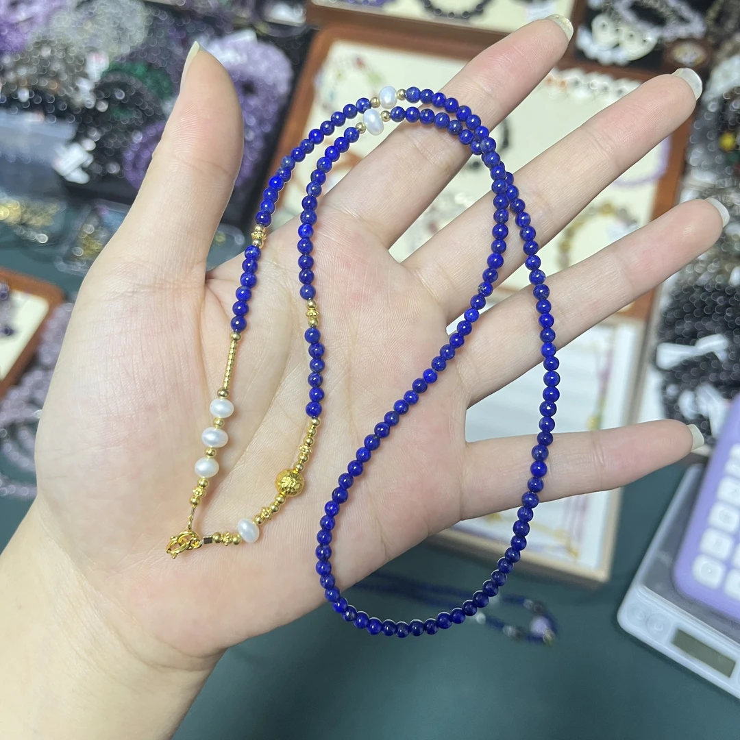 青金石颈饰银S925镶嵌高品项链