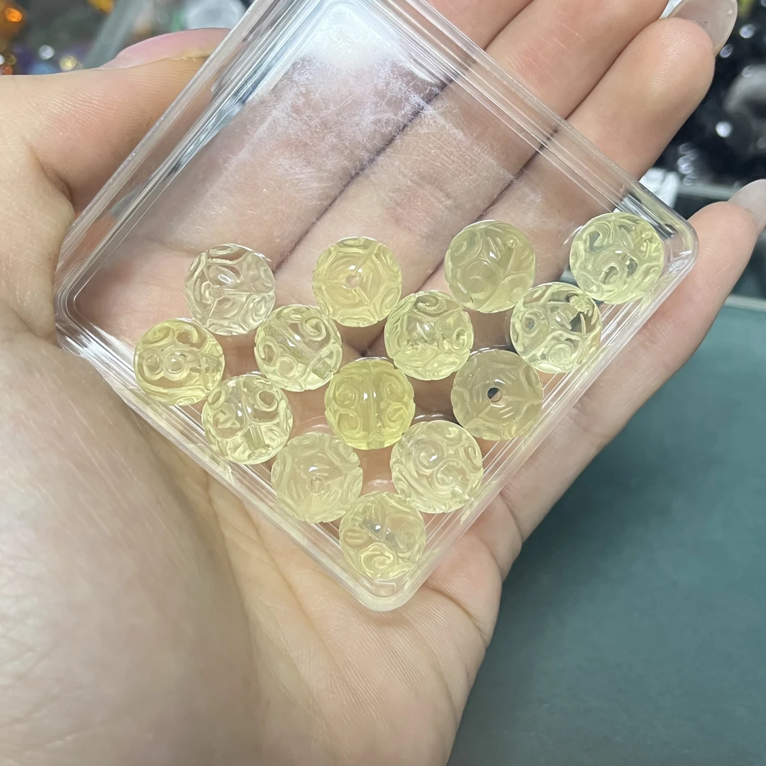 水晶配珠未镶嵌黄水晶回纹珠一颗卡11-12