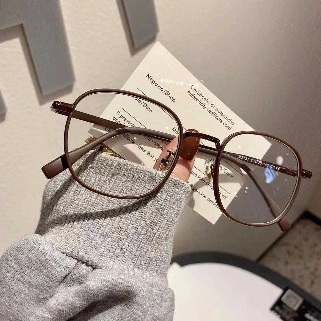 超轻韩系近视眼镜框女栗子色可爱可配度数眼睛复古眼镜架方圆脸男