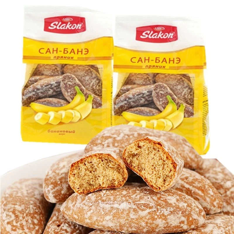 香蕉巧克力味光头饼俄罗斯进口斯拉贡牌黑麦粗粮早餐面包零食品