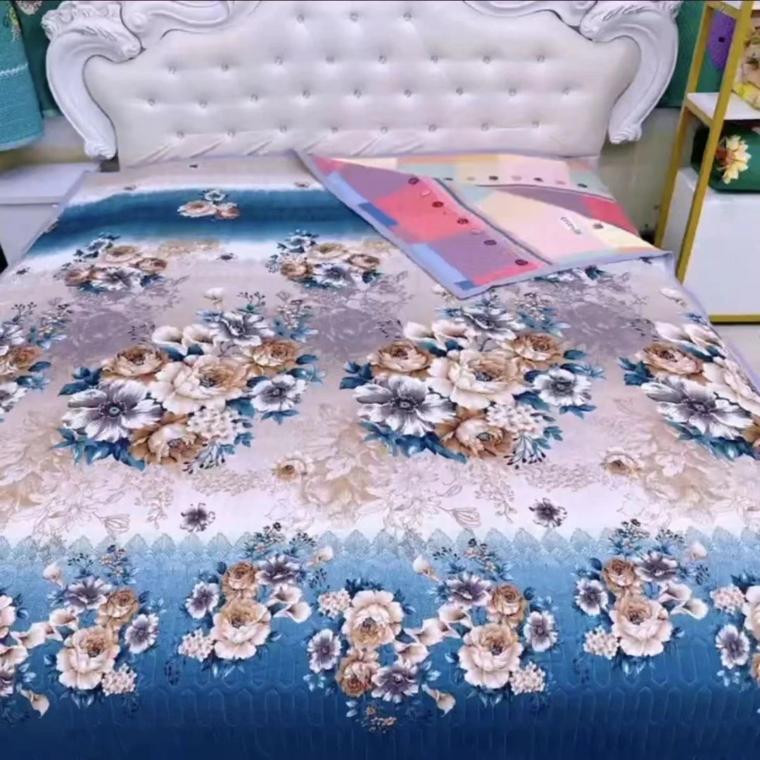 【蓝色妖姬】2x2.3米四季床盖雪花棉大床盖AB加棉加厚款~机洗，双面