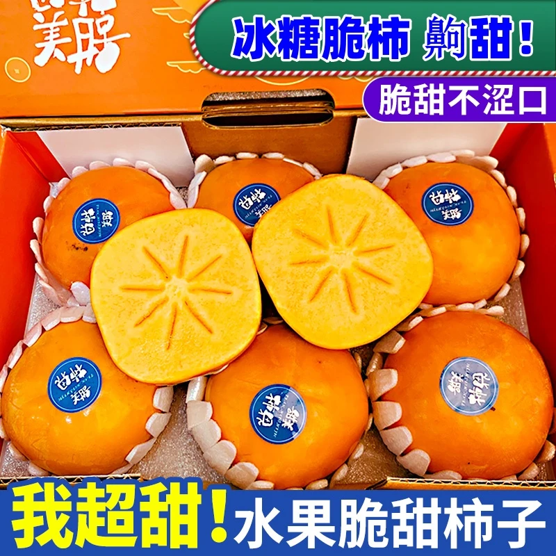 【坏果包赔】广西脆柿子新鲜水果5斤生吃脆柿甜柿子整箱包邮批发