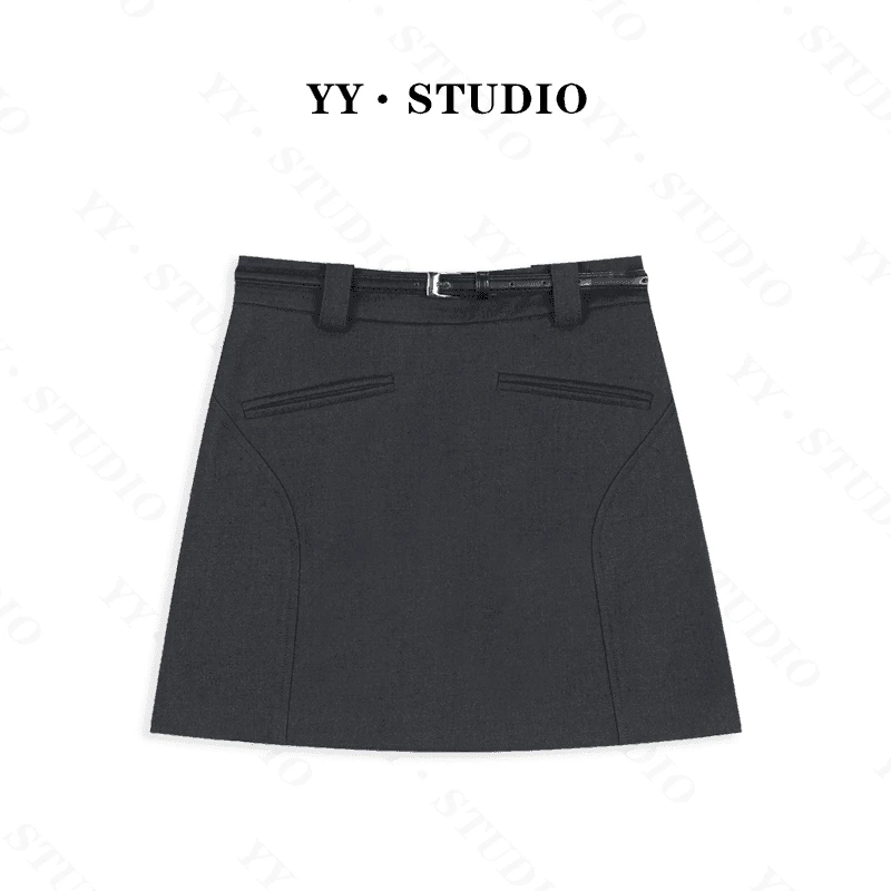 【SUSU】(送腰带，带安全内衬）夏季西装短裙a字半身裙YY-9650