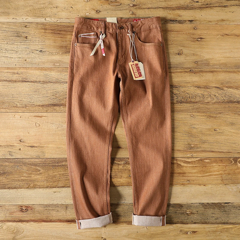 春夏款赤耳丹宁12盎司原色布牛仔裤男高端休闲百搭合体裤子7009