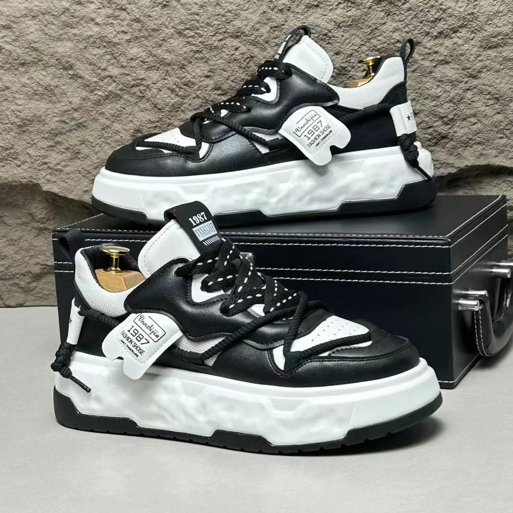 爆款男鞋2024年春季新款系带老爹鞋韩版厚底增高鞋运动休闲鞋子男