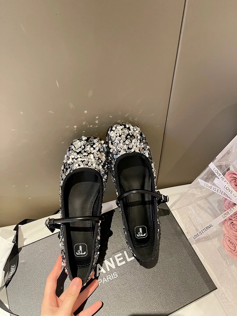 TS/TS法式复古单鞋2024新款玛丽珍亮片仙女休闲风时尚单鞋-CX