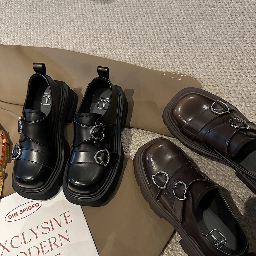 TS/TS时尚百搭潮流乐福鞋2024新款女法式复古厚底粗跟乐福鞋